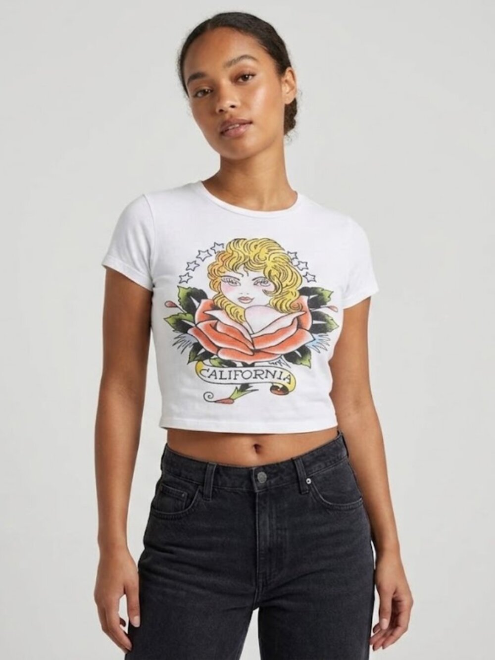 Ed Hardy White Graphic Tee California size XS